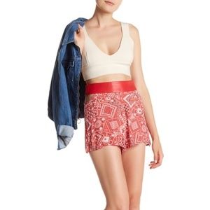 One Teaspoon Leather Cutout Barcelona Kelly Shorts Red XS